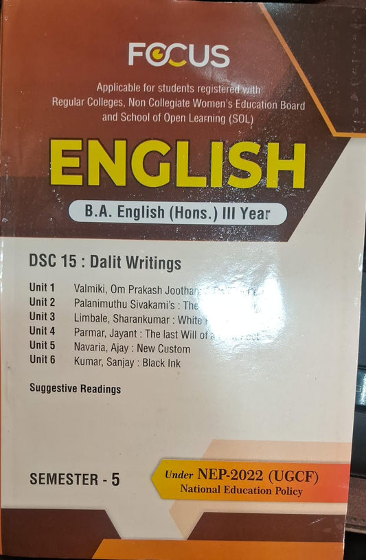 DSC 15 Dalit Writings English B.A. English (Hons) III Year