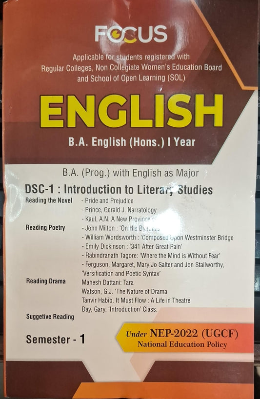 DSC-1 Introduction to Literary Studies