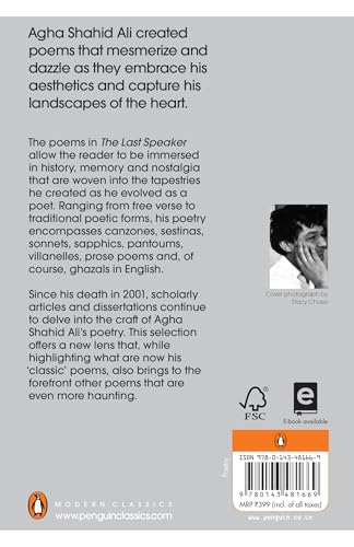 The Last Speaker: Selected Poems of Agha Shahid Ali | Modern Indian English Poetry Collection Featuring Ghazals, Sonnets & Free Verse