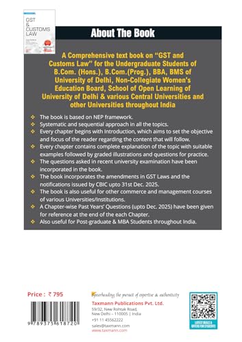 Taxmann's GST & Customs Law – Up-to-date Textbook with GST 2.0 Reforms—Designed to Deliver Concept-first Learning | Practical Compliance Clarity & Exam-oriented Preparation