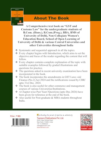 Taxmann's GST & Customs Law – NEP-aligned Textbook Offering Structured Coverage of GST and Customs—Integrating Practical Examples and Exam-oriented Content [2025]