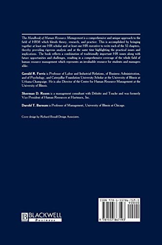 Handbook of Human Resource Management