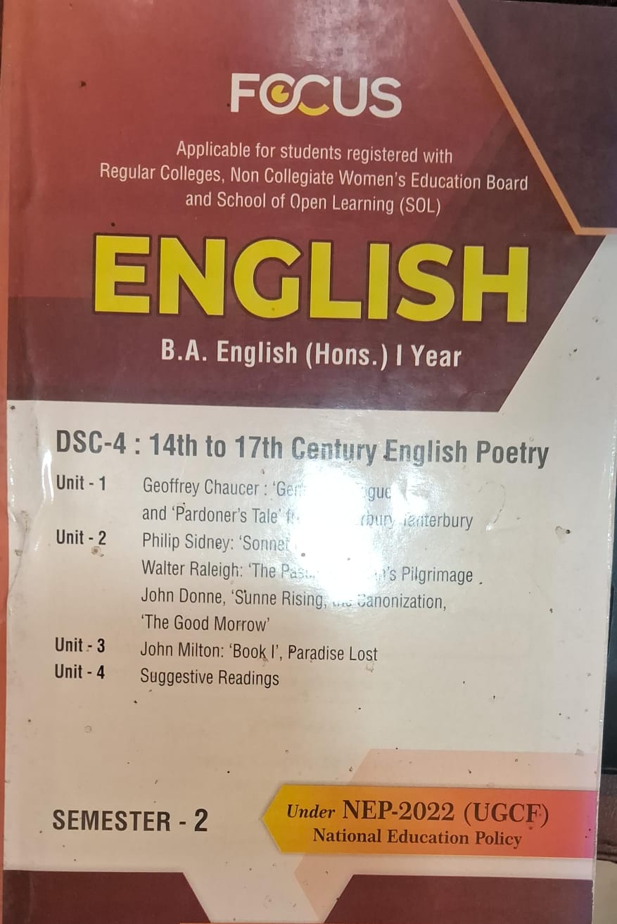 English B.A.English(Hons.) I Year 14th to Century English Poetry sem-2