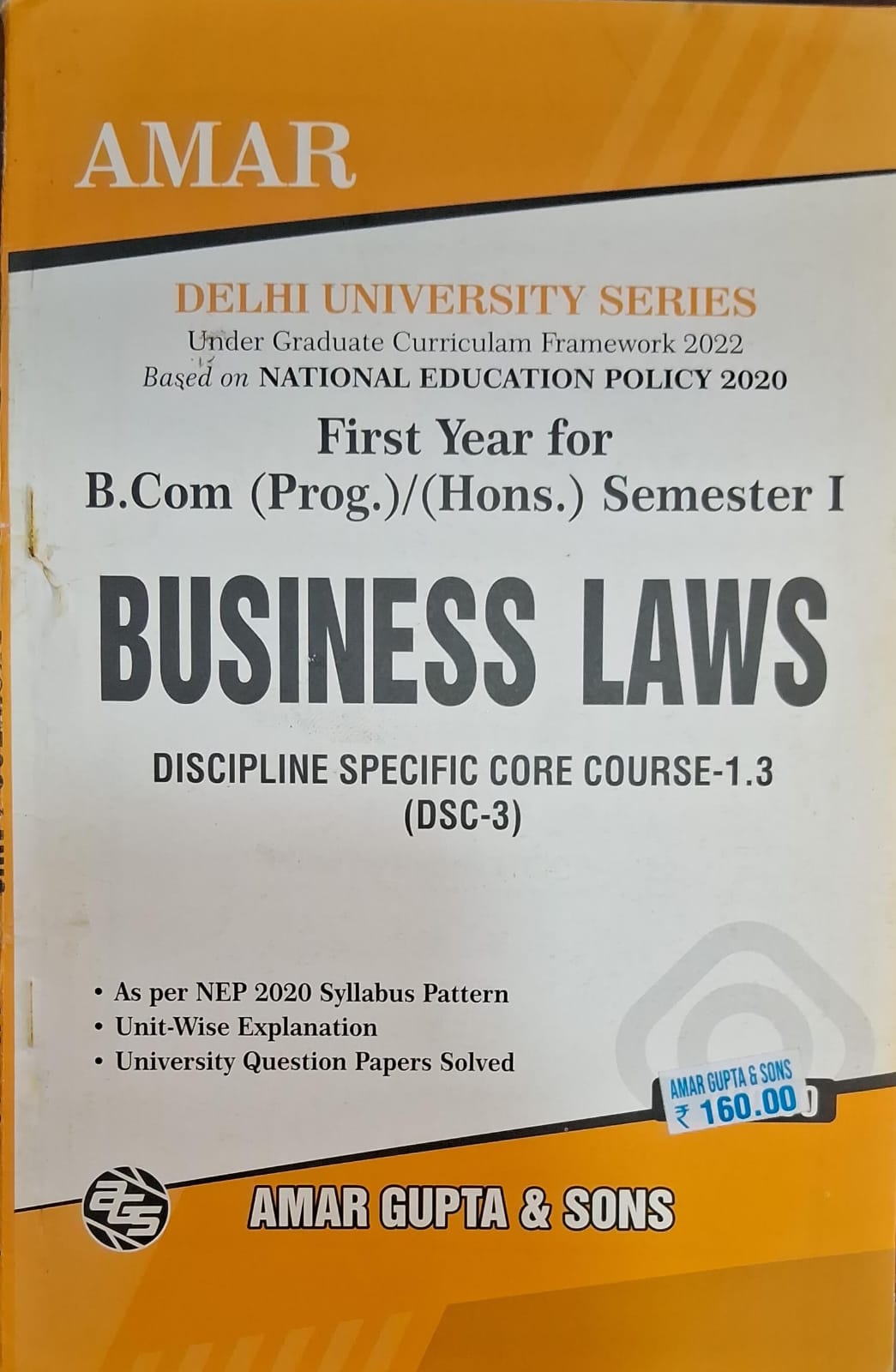 First Year For BCom (Prog.) (Hons.) Semester I