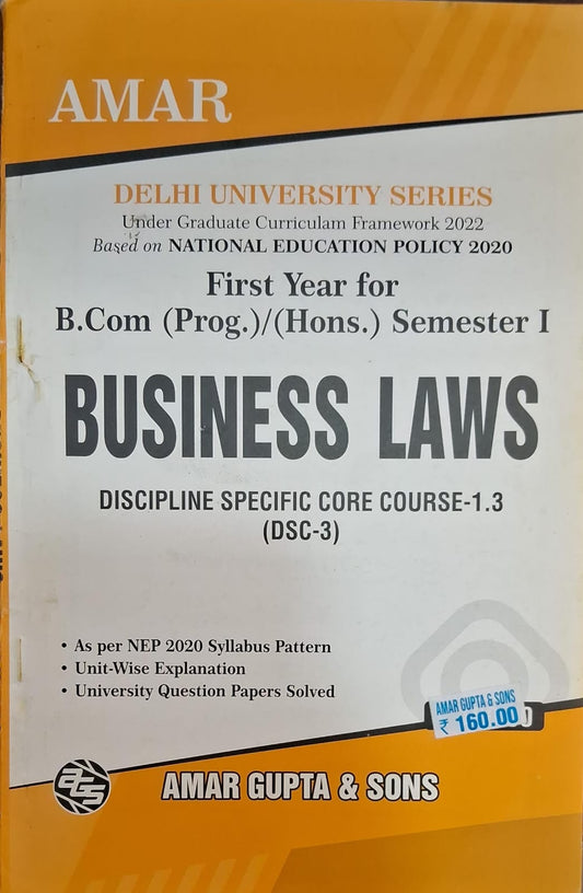 First Year For BCom (Prog.) (Hons.) Semester I