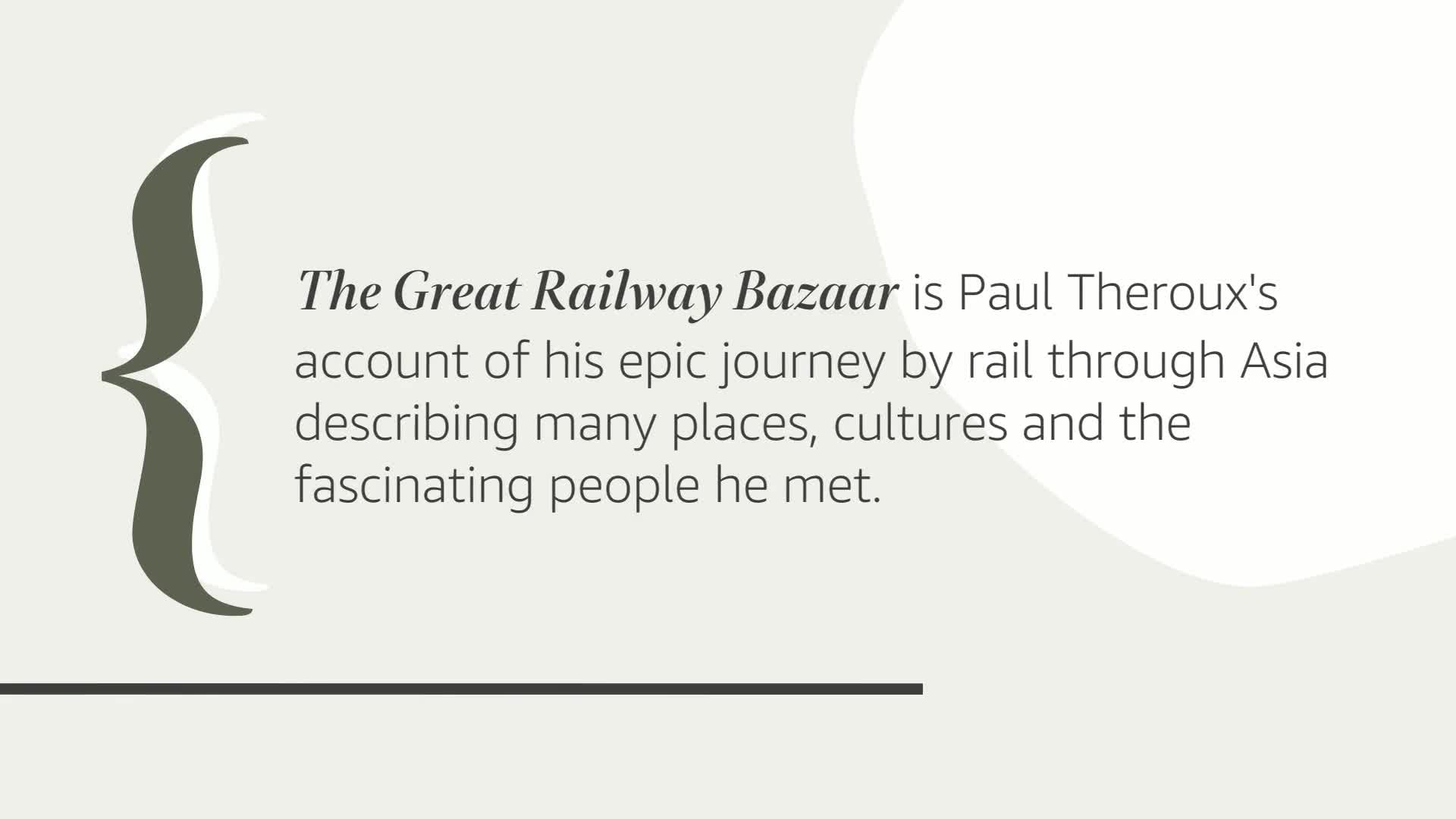 The Great Railway Bazaar: By Train Through Asia