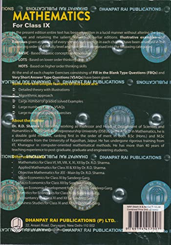 R D Sharma Mathematics Class 9 with MCQ in Mathematics - CBSE Examination 2023-2024
