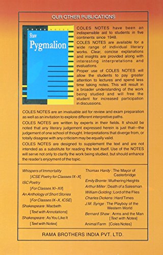 PYGMALION (TEST AND NOTES) - BERNARD SHAW PB....Tilak R