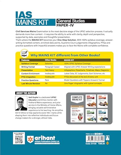 Arihant IAS Mains Kit General Studies Paper 4 Exam 2025 | Ethics, Integrity & Aptitude | Complete Syllabus Coverage with Color Pages | UPSC Civil Services Mains Exam Preparation Book | English Medium