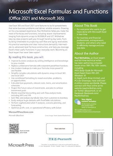 Microsoft Excel Formulas and Functions (Office 2021 and Microsoft 365),1st Edition
