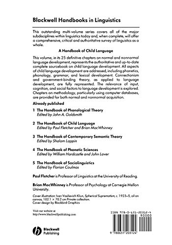The Handbook of Child Language (Blackwell Handbooks in Linguistics)