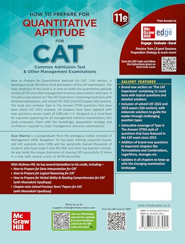 Quantitative Aptitude for CAT 2025 by Arun Sharma | 11th edition (latest) | CAT/ MBA entrance exam book with Solved Previous Years' Papers (PYQs) | 250 high quality questions over 11 Solved Mock Tests | Exhaustive coverage of TITA style of questions | Exc