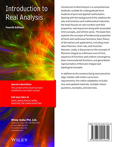 Introduction to Real Analysis, 4ed, An Indian Adaptation