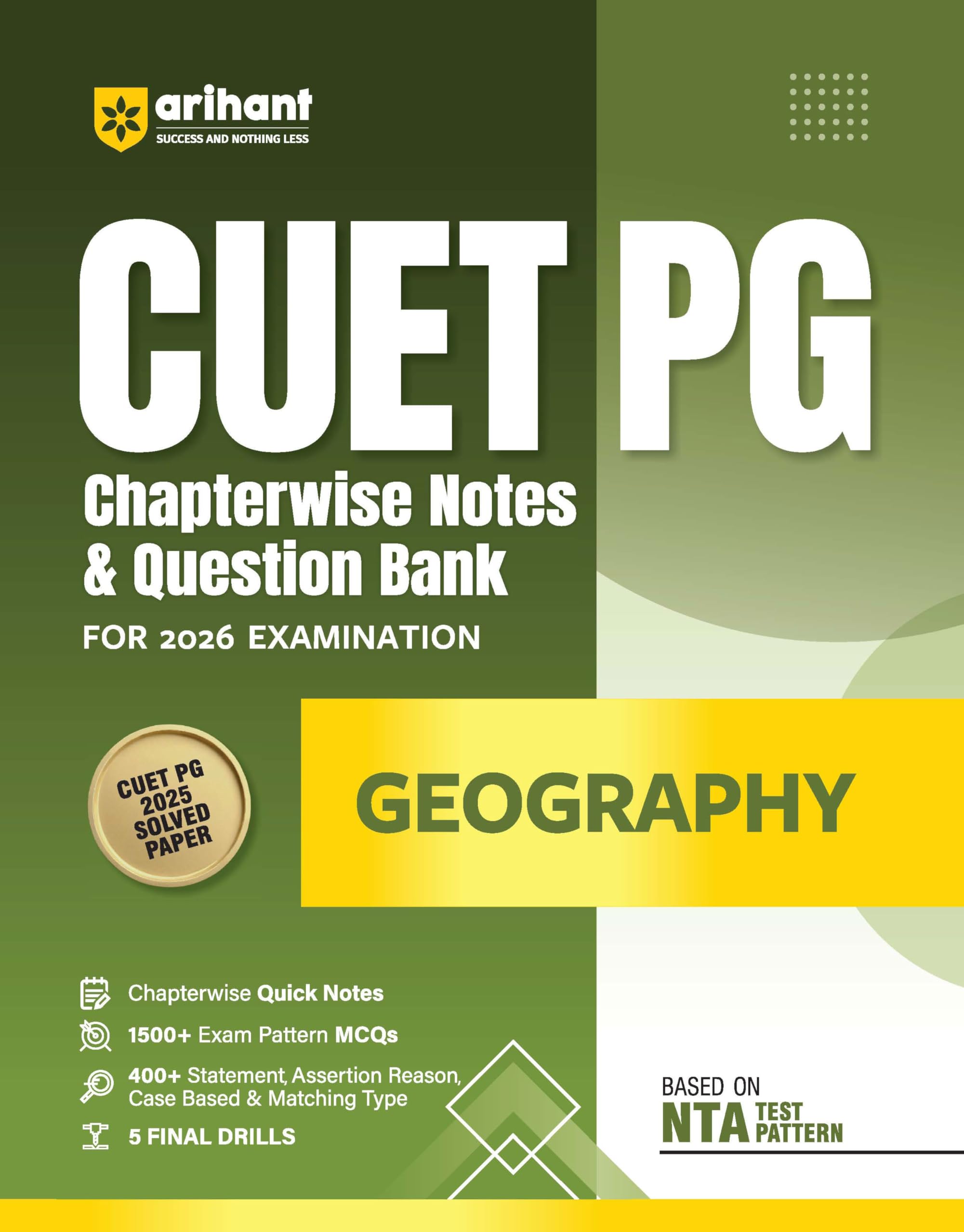 Arihant CUET PG 2026 Geography Chapterwise Notes & Question Bank | Based on NTA Test Pattern | 1000+ NCERT-Based MCQs, Mind Maps, Flash Cards & Quick ... & Online Digital Support | English Medium