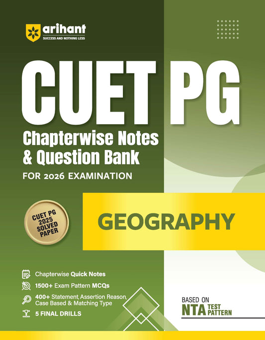 Arihant CUET PG 2026 Geography Chapterwise Notes & Question Bank | Based on NTA Test Pattern | 1000+ NCERT-Based MCQs, Mind Maps, Flash Cards & Quick ... & Online Digital Support | English Medium