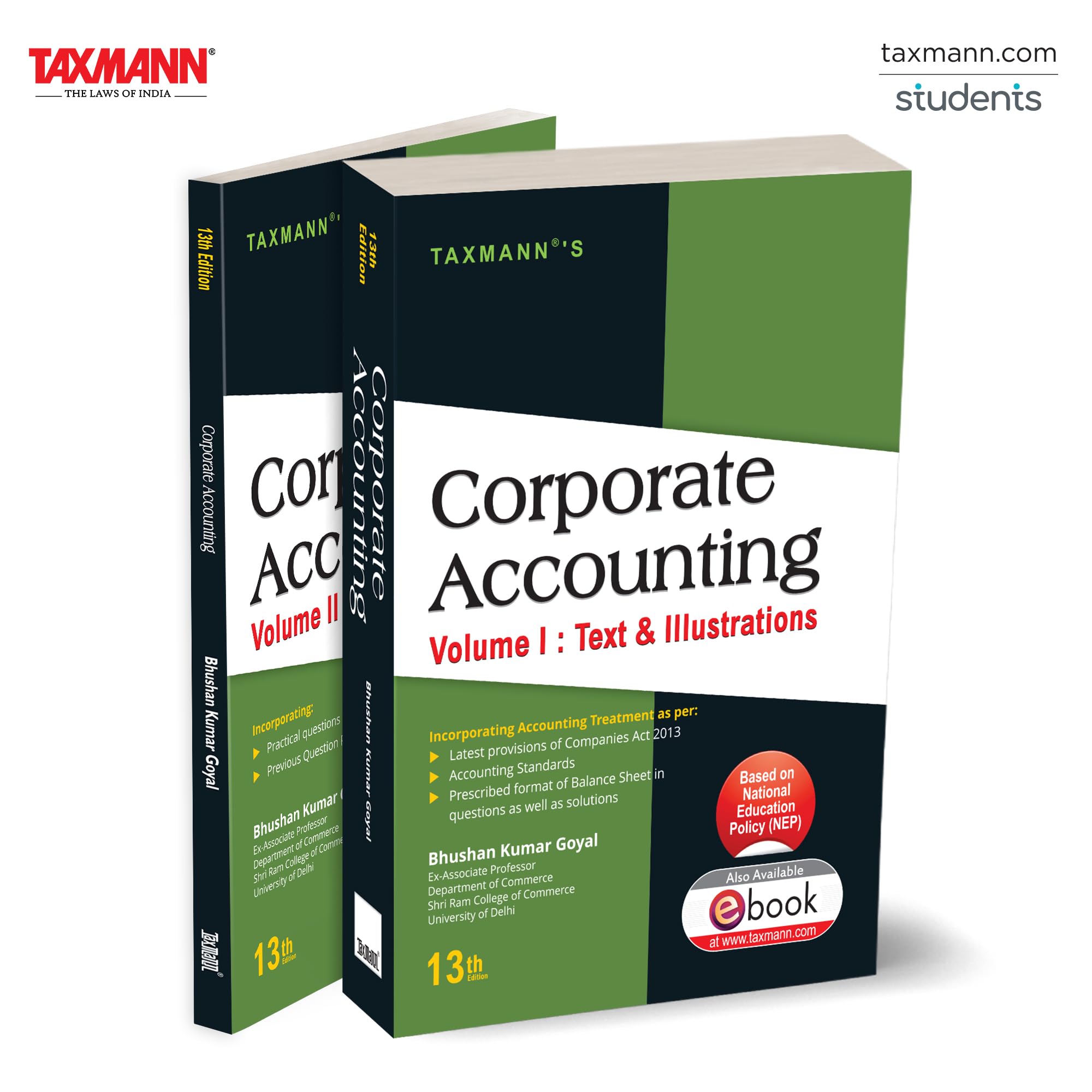 Taxmann's Corporate Accounting (NEP) – Comprehensive Two-volume Textbook that Integrates Company Law | Accounting Standards | Ind AS References | Schedule III–based Financial Statements