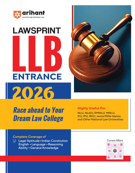 Arihant LawSprint LLB Entrance Exam For 2026 | Previous Year Papers, Practice MCQs and Current Affairs for CLAT, AILET, SLAT, LSAT and Other Major Law Exams | Medium English
