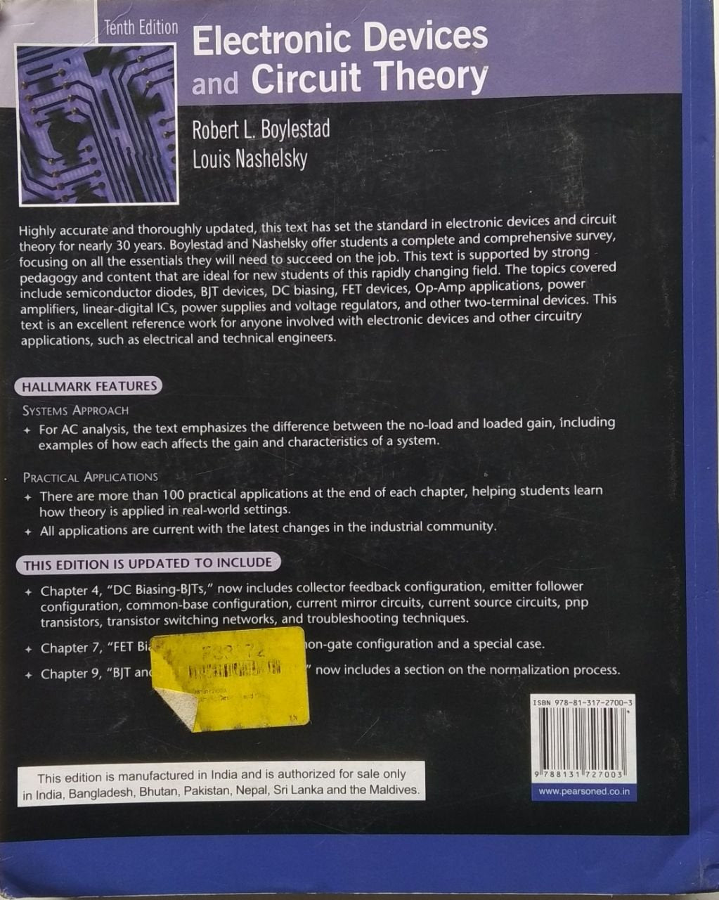 Electronic Devices And Circuits Theory 10th Edition (English, Paperback, Robert L. Boylestad, Louis Nashelsky)