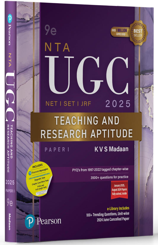 Pearson NTA UGC NET 2025 Paper 1 by KVS Madaan | Teaching & Research Aptitude | NET/SET/JRF | 3500+ Practice Questions | Unit-wise Previous Years’ Questions (1997-2022) | Fully Solved Papers from 2022-2025 | Chapter-wise Digital Diagnostic Tests, Mock Tes