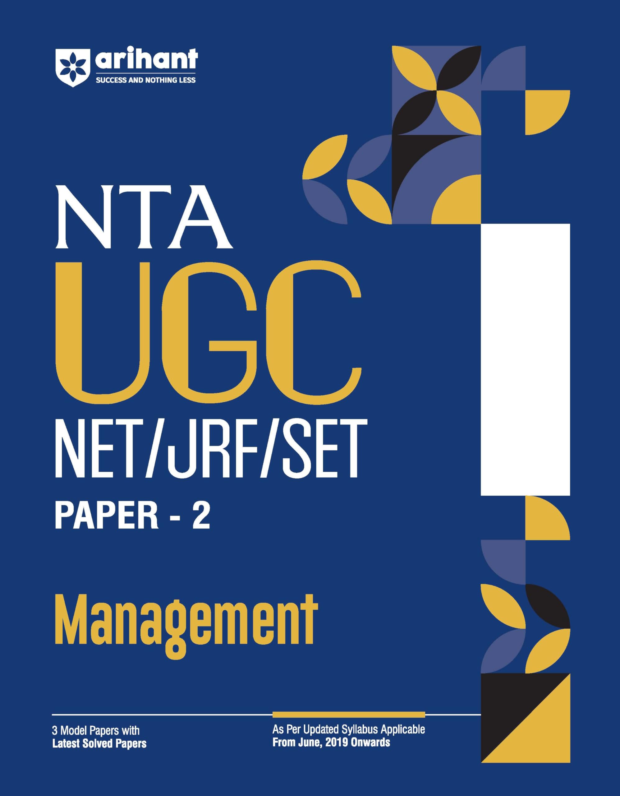 Arihant NTA UGC NET/ JRF/ SET PAPER-2 Management | As per updated syllabus | 3 Model Papers with latest solved papers