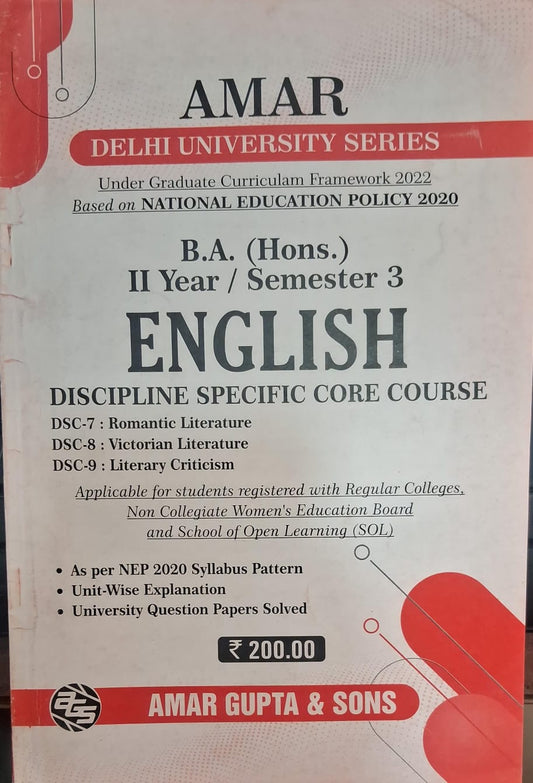 B.A.(Hons.) II Year/ Semester 3 English Discipline specific core course
