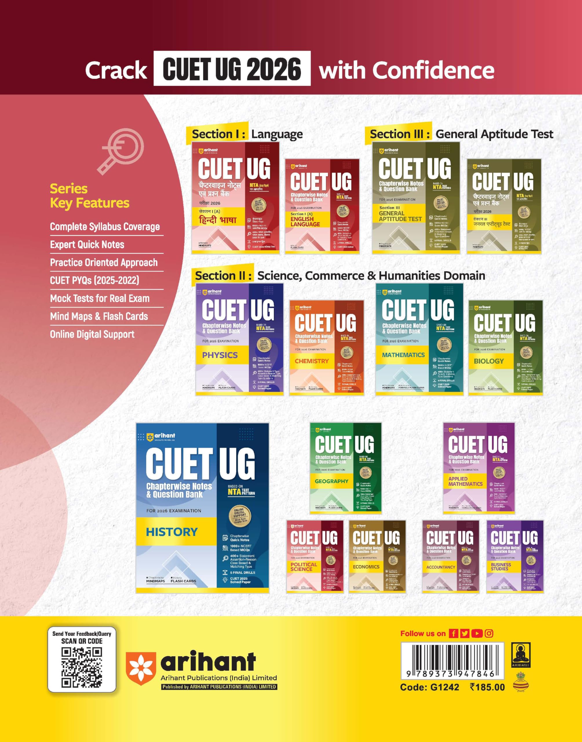 Arihant CUET UG 2026 Political Science Chapterwise Notes & Question Bank | Based on NTA Test Pattern | 1000+ NCERT-Based MCQs, Mind Maps, Flash Cards ... 2025 Solved Paper & Online Digital Support