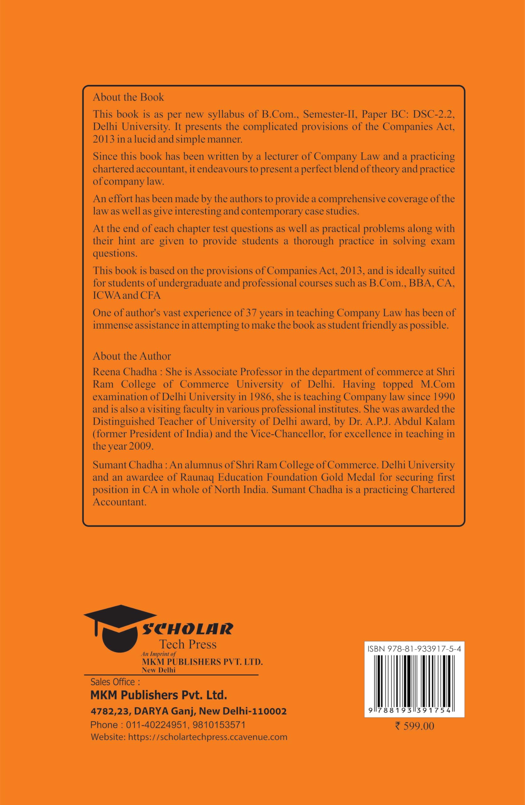 Company Law [B.Com. (Pass)] under NEP, Edition 2025