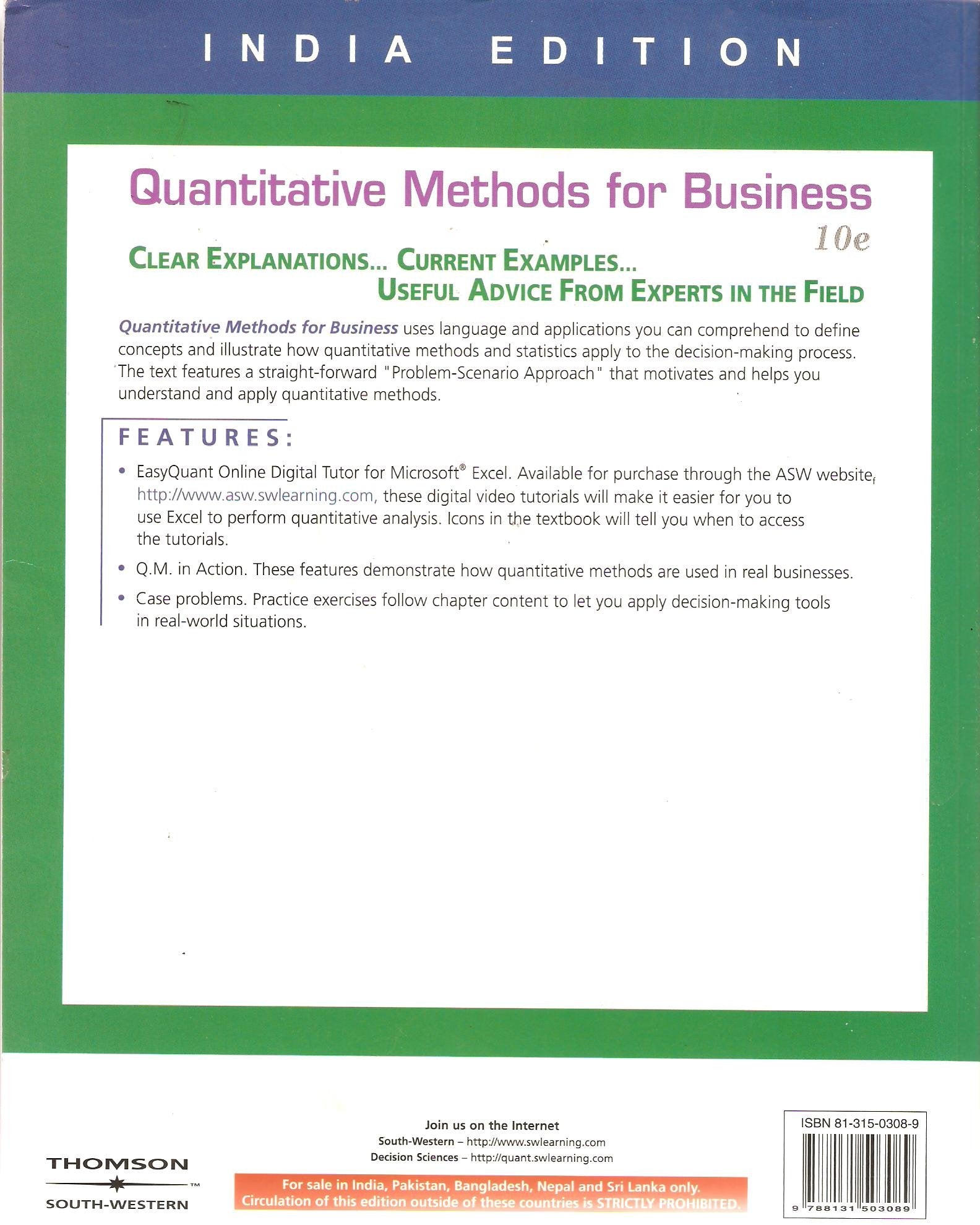 Quantitative Methods for Business with CD
