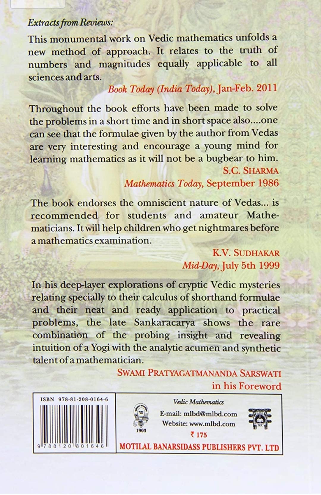 Vedic Mathematics: Sixteen Simple Mathematical Formulae From The Vedas