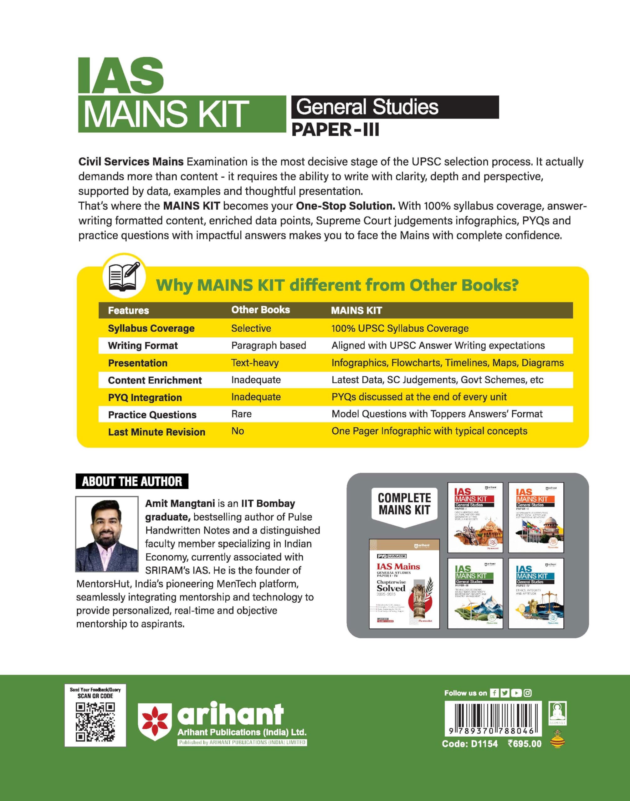 Arihant IAS Mains Kit General Studies Paper 3 Exam 2025 | Technology, Economic Development, Biodiversity, Environment, Security & Disaster Management ... Mains Exam Preparation Book| English Medium