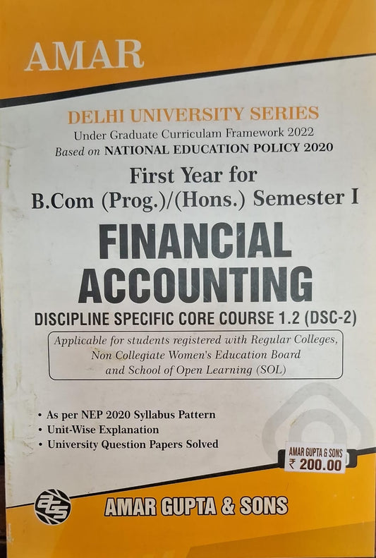 First Year for B.COM (Prog.) /(Hons.) Semester I Financial Accounting