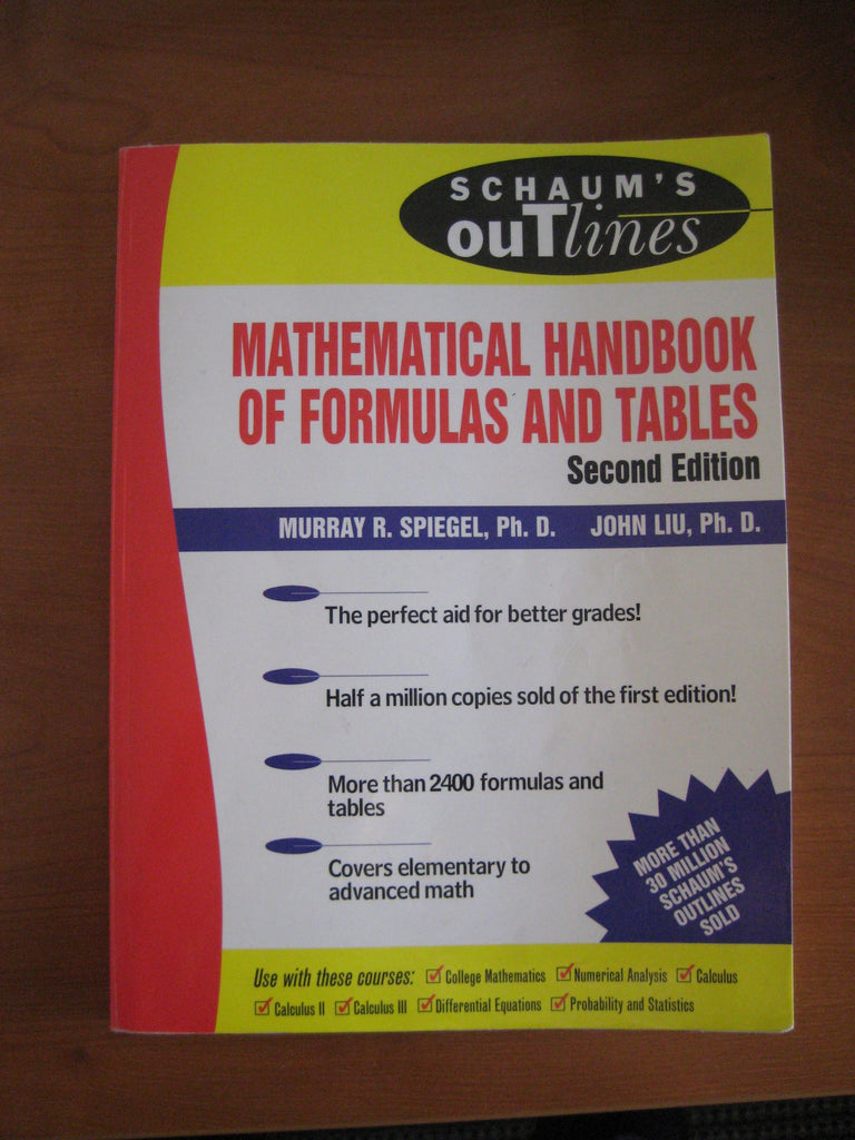 Schaum's Mathematical Handbook of Formulas and Tables – Book Land DU