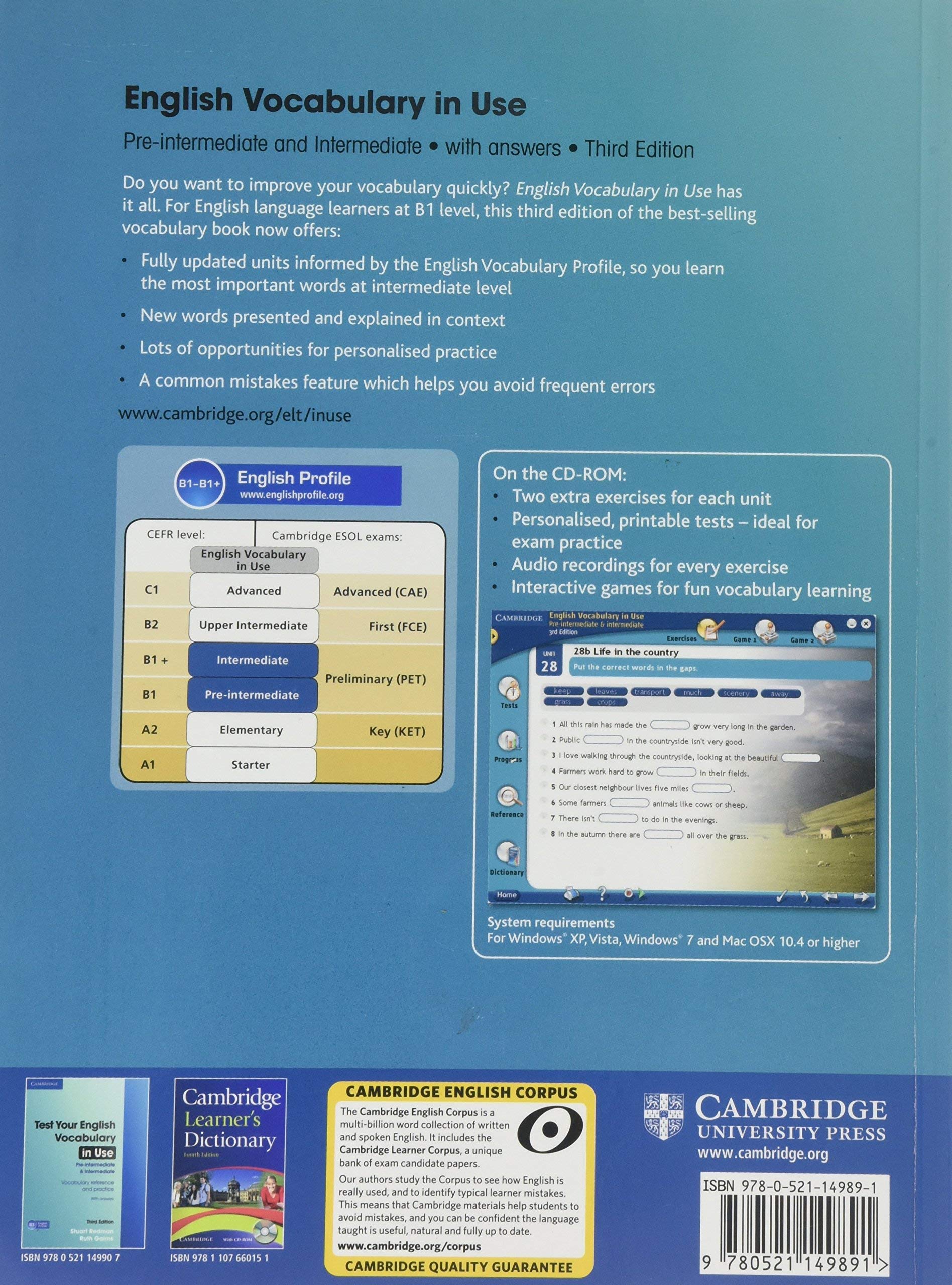 English Vocabulary In Use: Pre - Intermediate And Intermediate With Cd