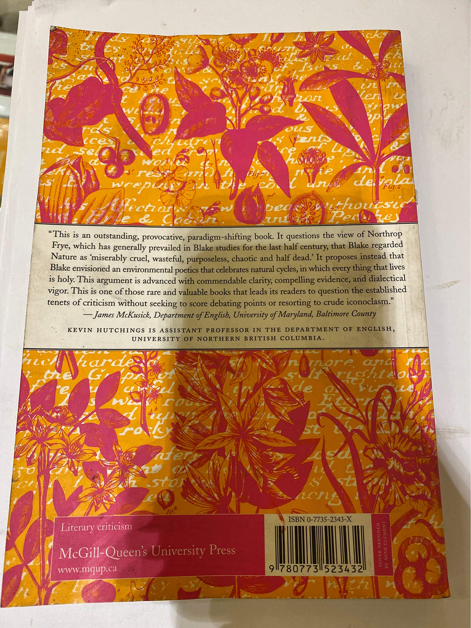 Imagining Nature: Blake's Environmental Poetics