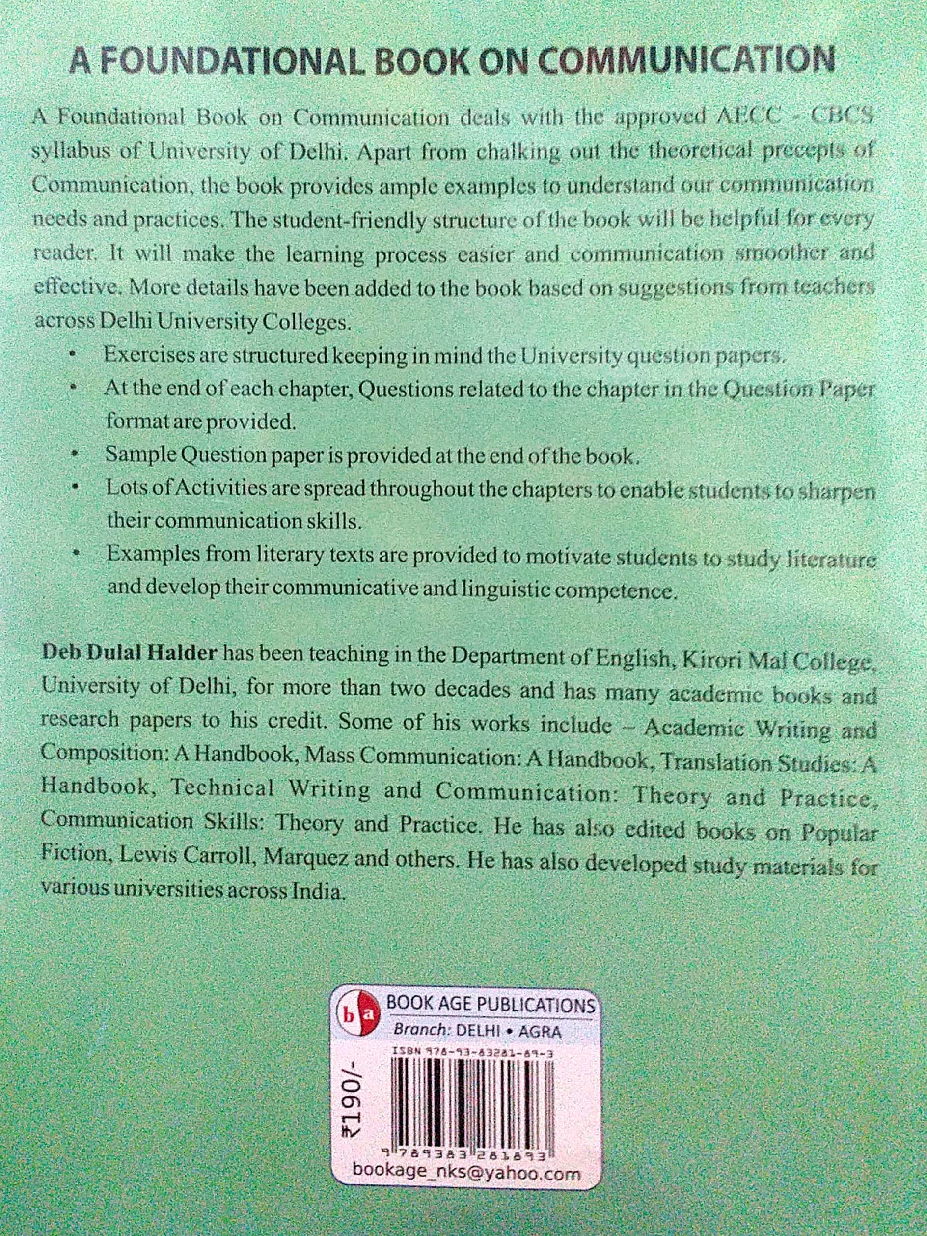 A Foundational Book on Communication (Based On New AECC Syllabus, CBCS, DU)