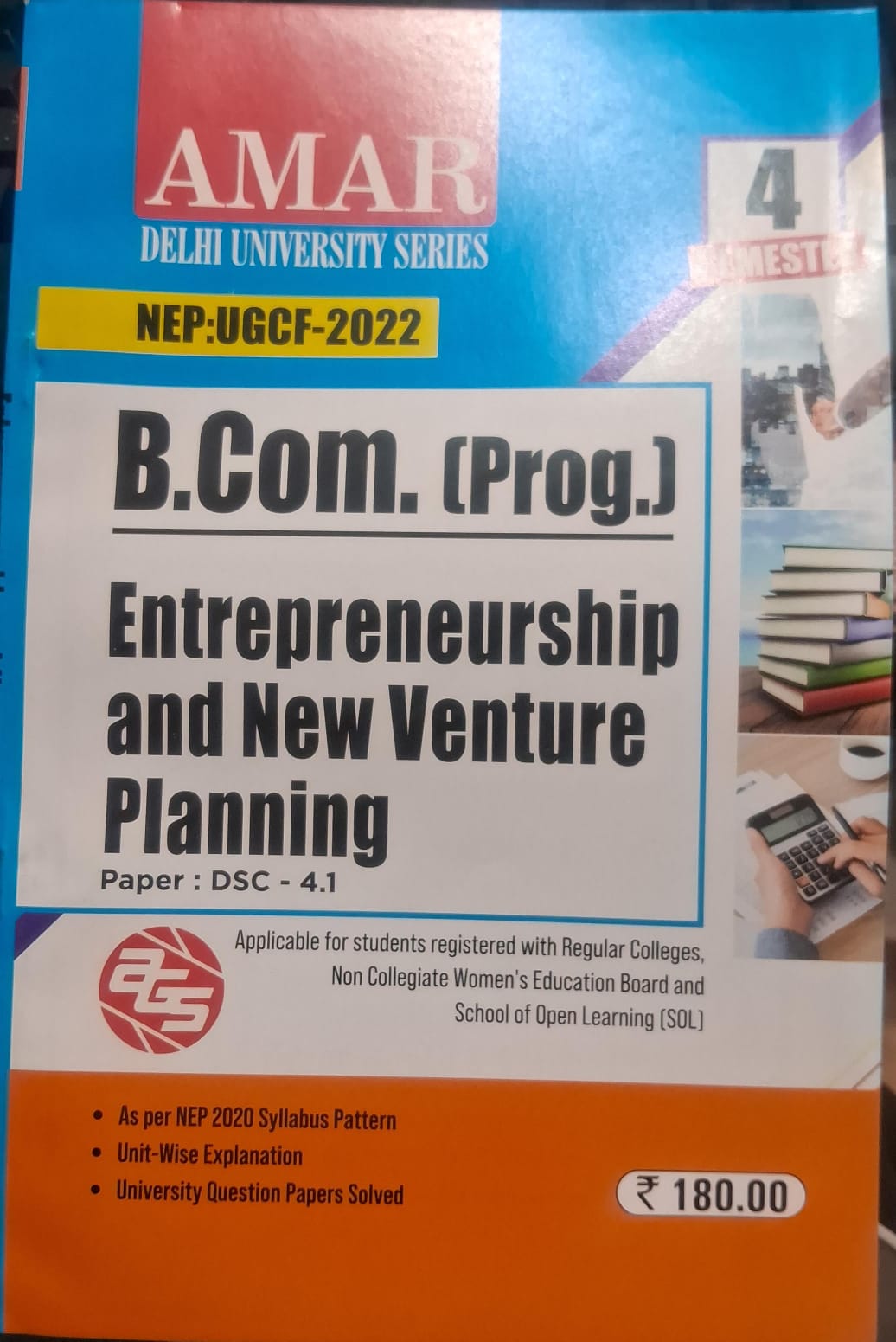 Amar B.Com.(Prog.) Entrepreneurship and New Venture Planning Sem-4