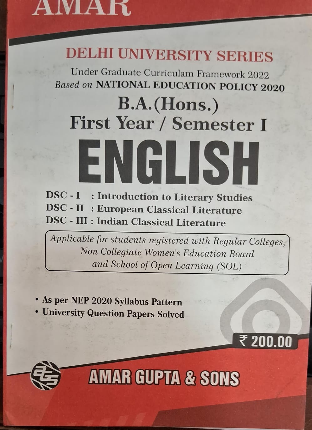 B.A (hons) I-year semester 1 English