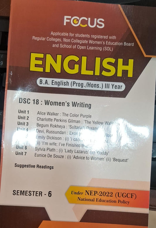English B.A English (Prog. /Hons.) III Year Women's Writing Sem-6