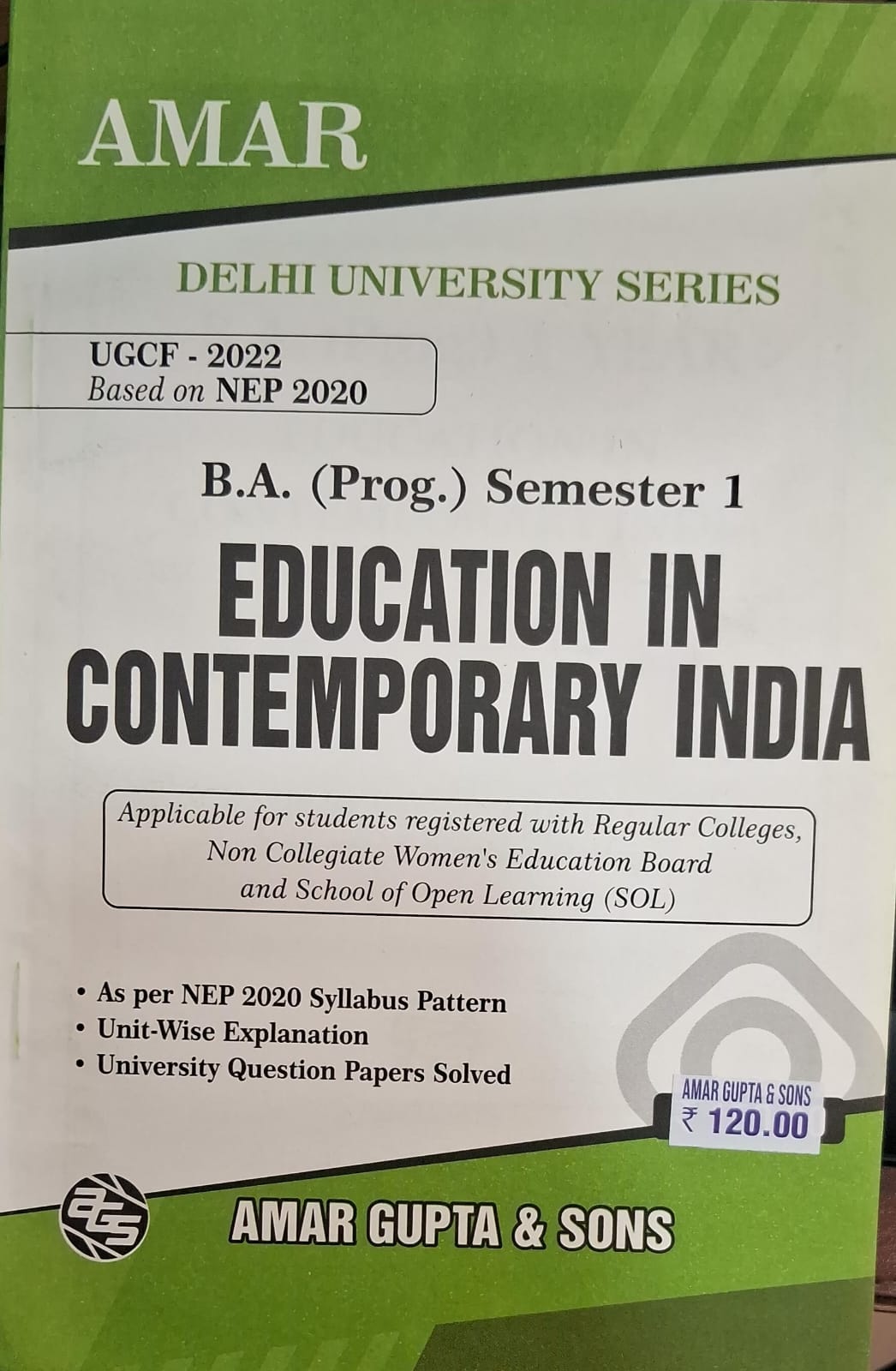 B.A. (Prog.) First Year / Semester 3 Education in Contemporary India
