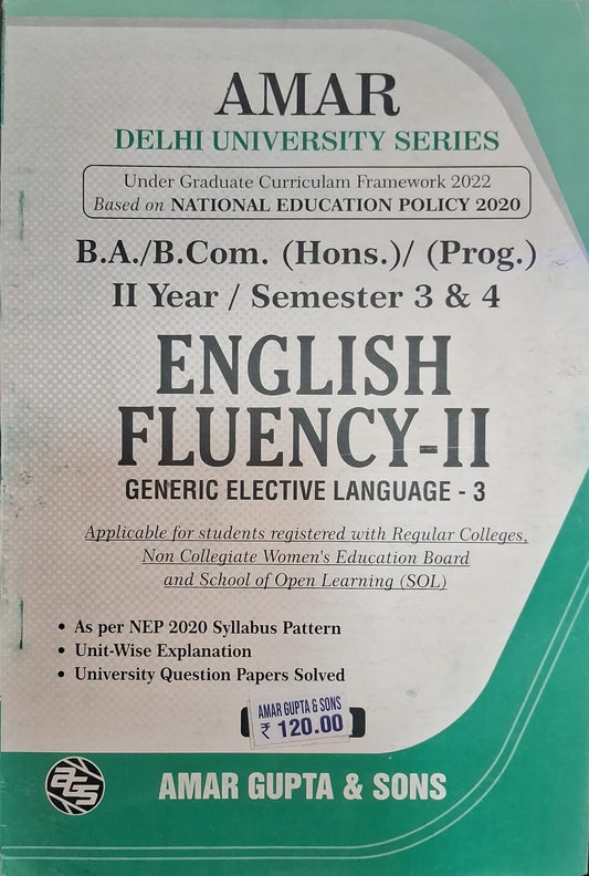 B.A/BCom honors. prog. II Year Sem 3 & 4 English Fluency-II