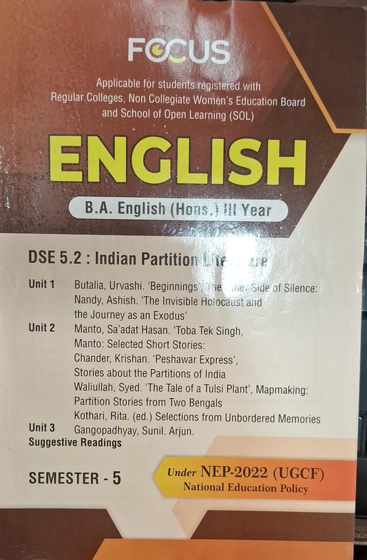 DSE 5.2 Indian Partition Literature/Sem 5