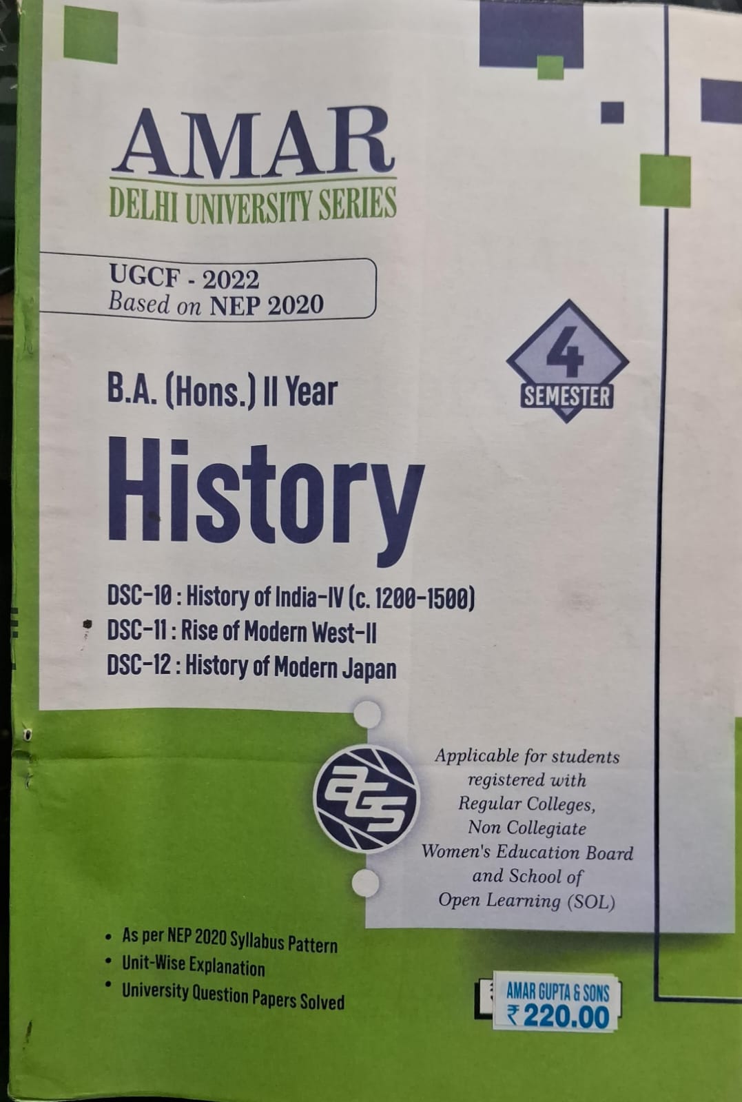 B.A.(Hons.) II Year History Sem-4