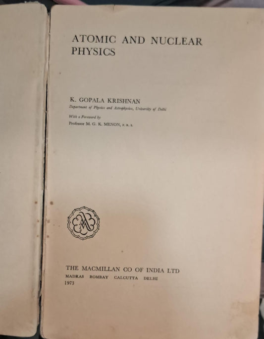Atomic And Nuclear Physics