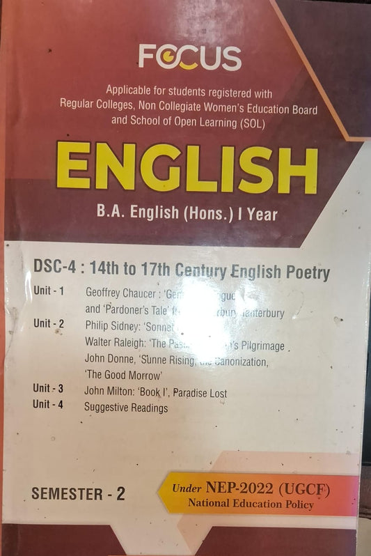 English B.A English (Hons.) I Year Semester-2 18th century Literature
