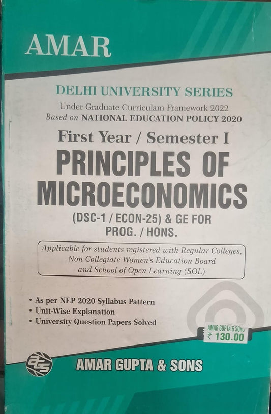 First Year Sem I Principles of Microeconomics