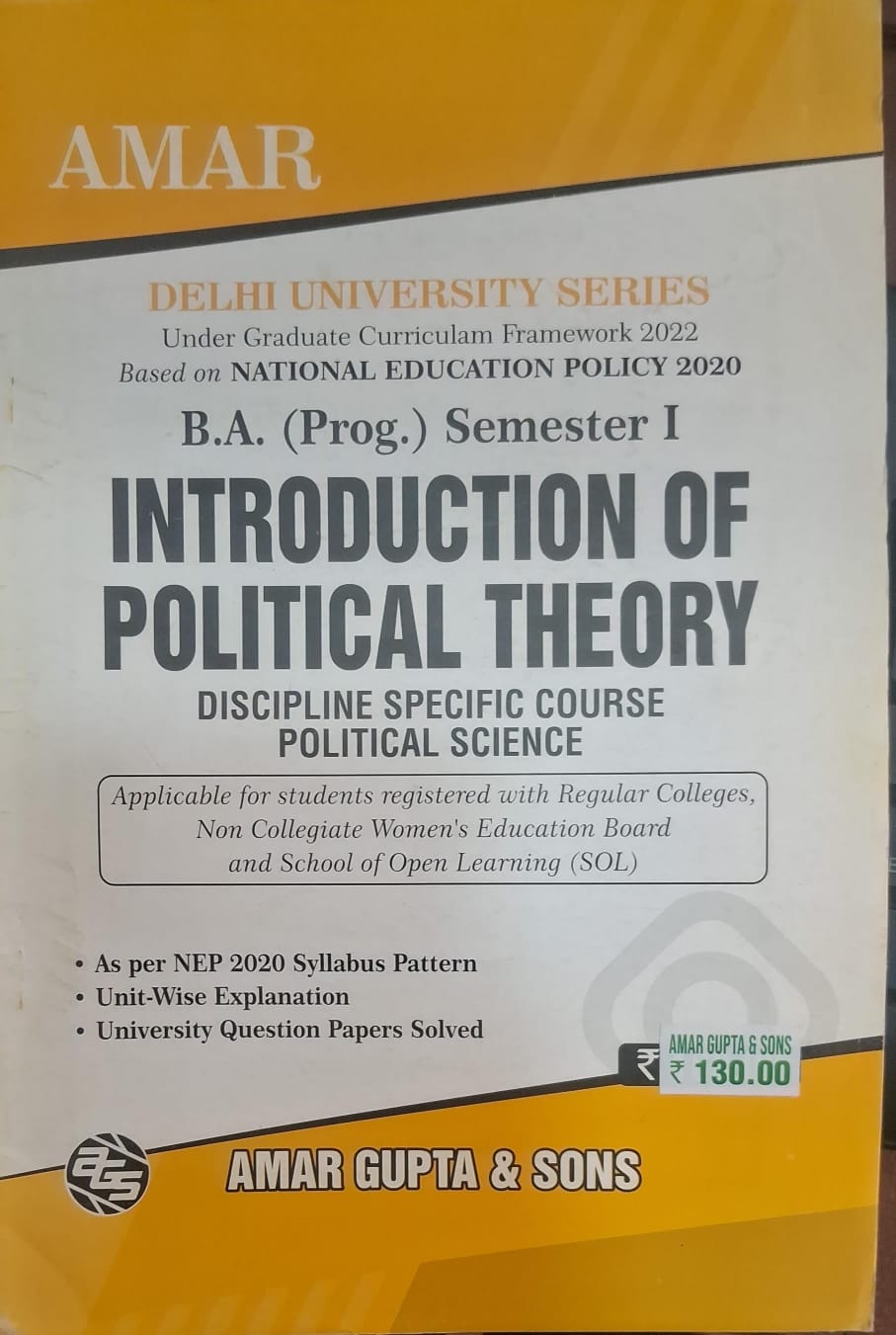 B.A. (Prog.) Semester 1 introduction of Political Theory