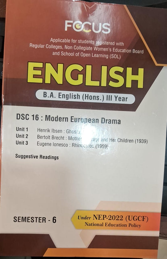 English B.A. English (Hons.) III YEAR Modern European Drama Sem-6