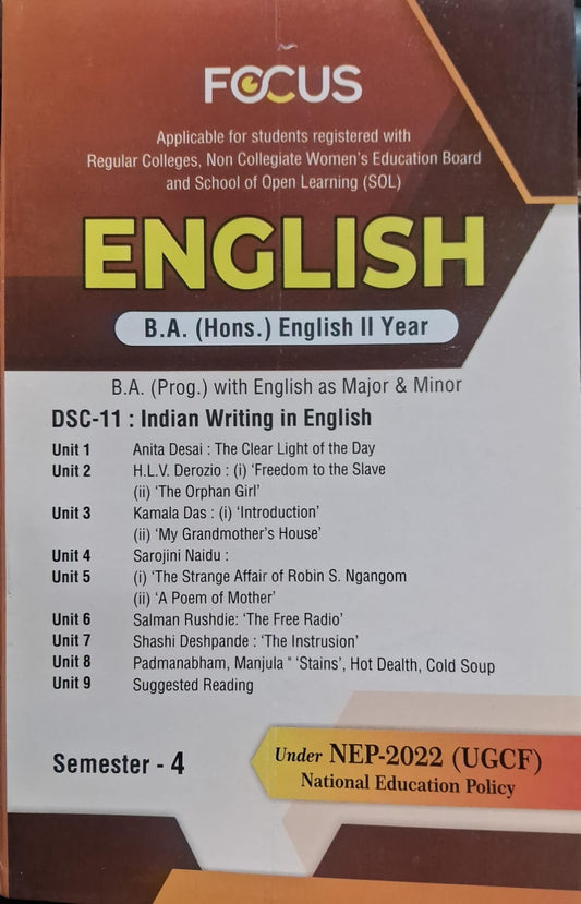 English B.A.  (Hons.) English II YEAR Indian Writing in English Sem-4