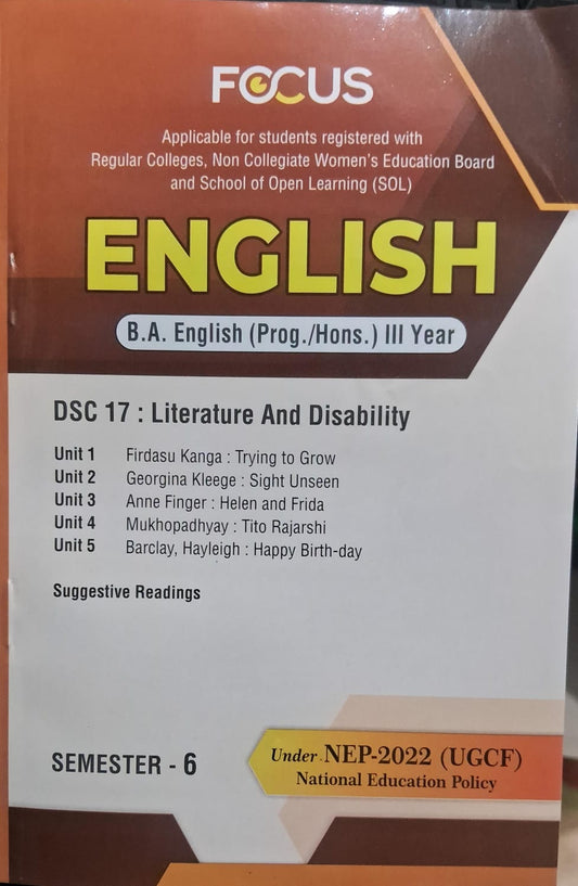 English B.A.English (Prog. /Hons.) III Year Literature and Disability