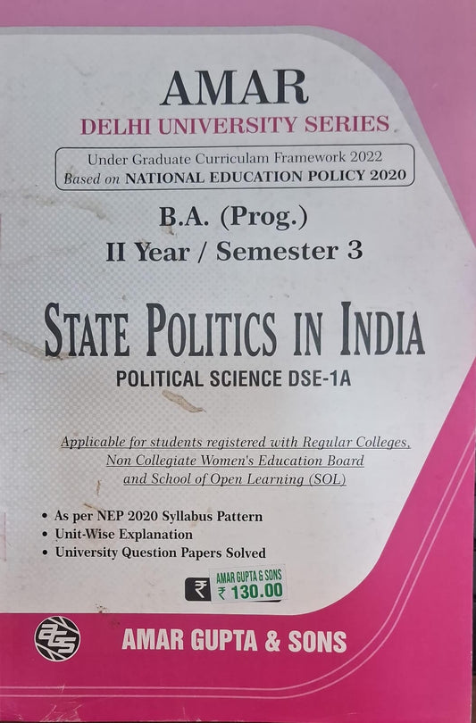 B.A. (Prog.) II Year / Semester 3 State Politics in India